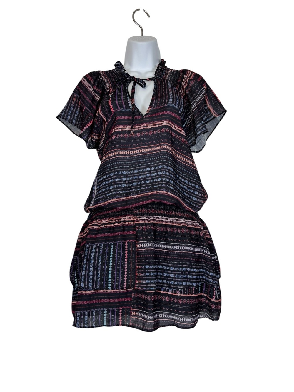 Parker Boho Print Flutter Sleeve Mini Dress XS